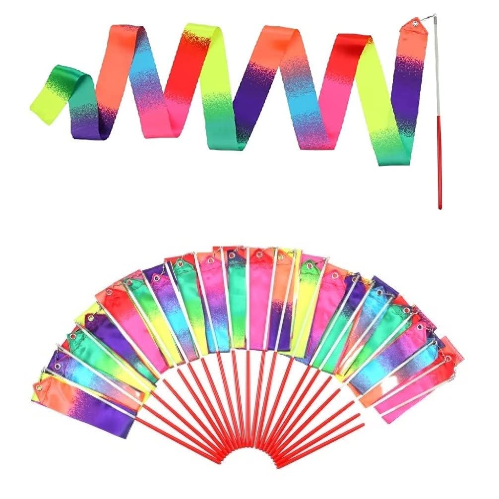 dervea rainbow ribbon dancing wands gift goody bag ready for reuse