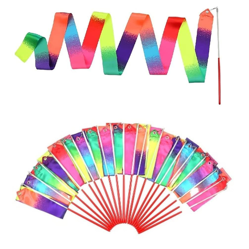 dervea rainbow ribbon dancing wands gift goody bag ready for reuse