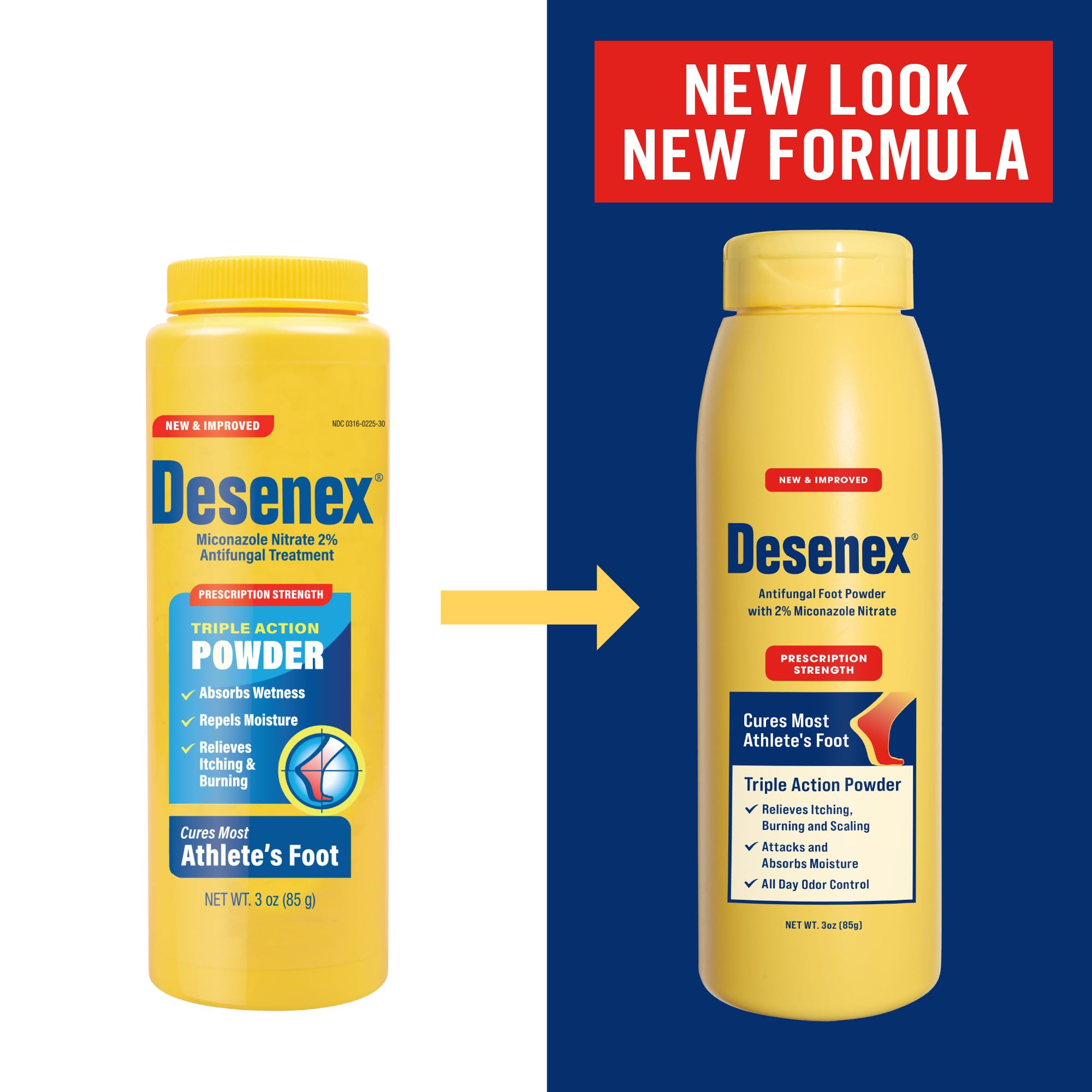 Desenex packaging shows the 2% miconazole nitrate formula.