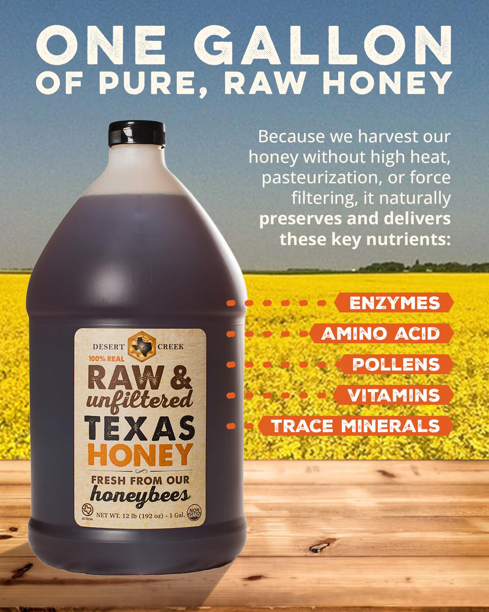 Desert Creek Honey pour action with drip-free flip-top lid