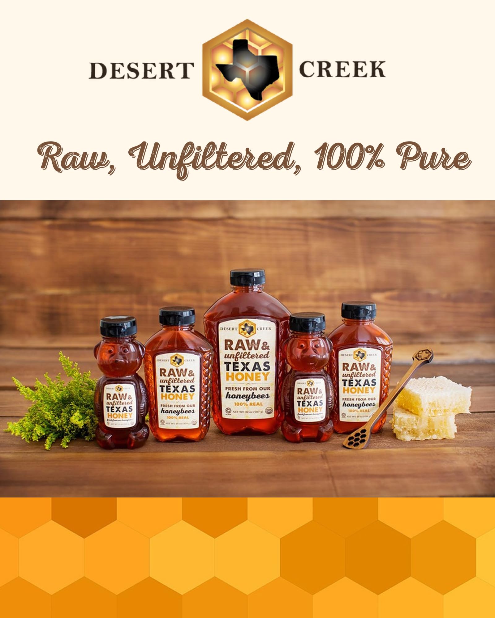 Desert Creek Honey flip-top lid design minimizes mess