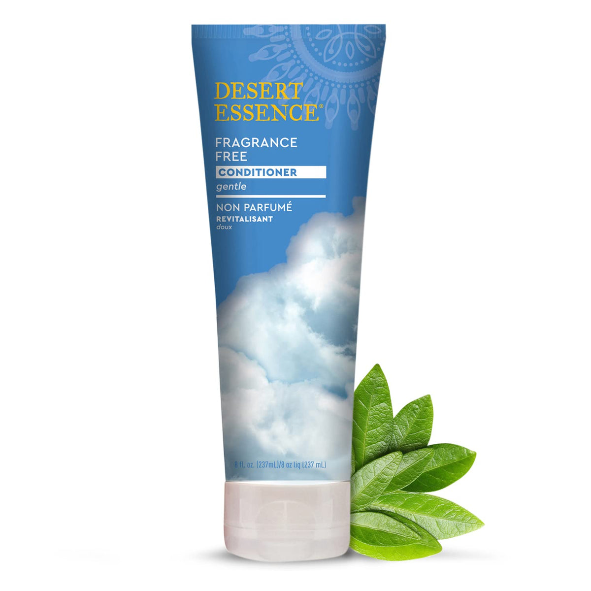 Desert Essence fragrance free conditioner bottle front for unscented moisture.