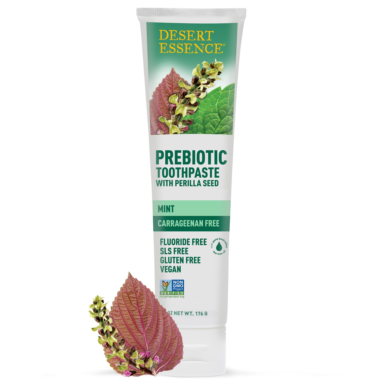 Desert Essence Prebiotic Toothpaste Mint Tube promotes a fresh breath routine.