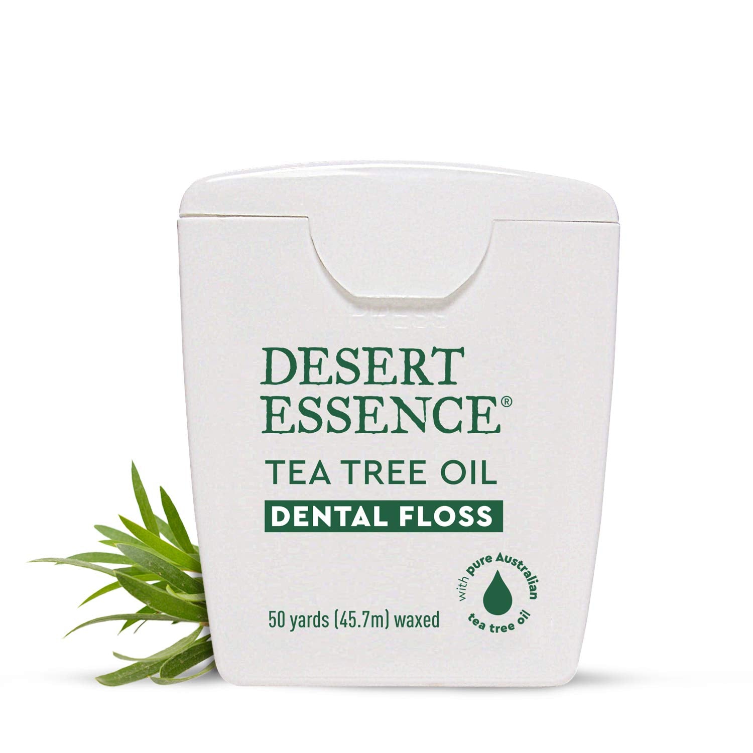 Desert Essence Tea Tree Oil Dental Floss in an on-the-go pack for quick cleaning.