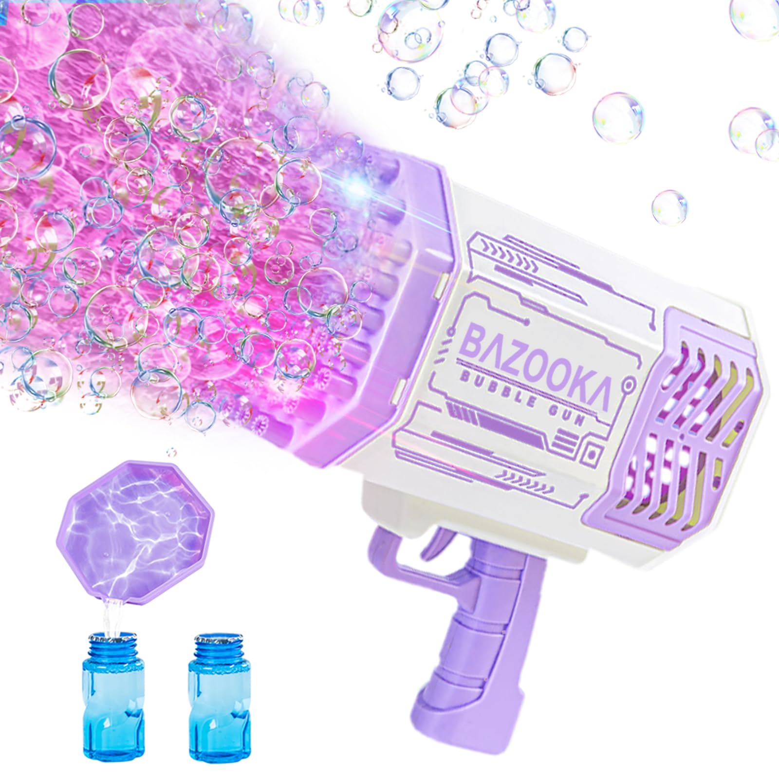Deserthome Bubble Gun with 69 holes and LED lights for vibrant outdoor play