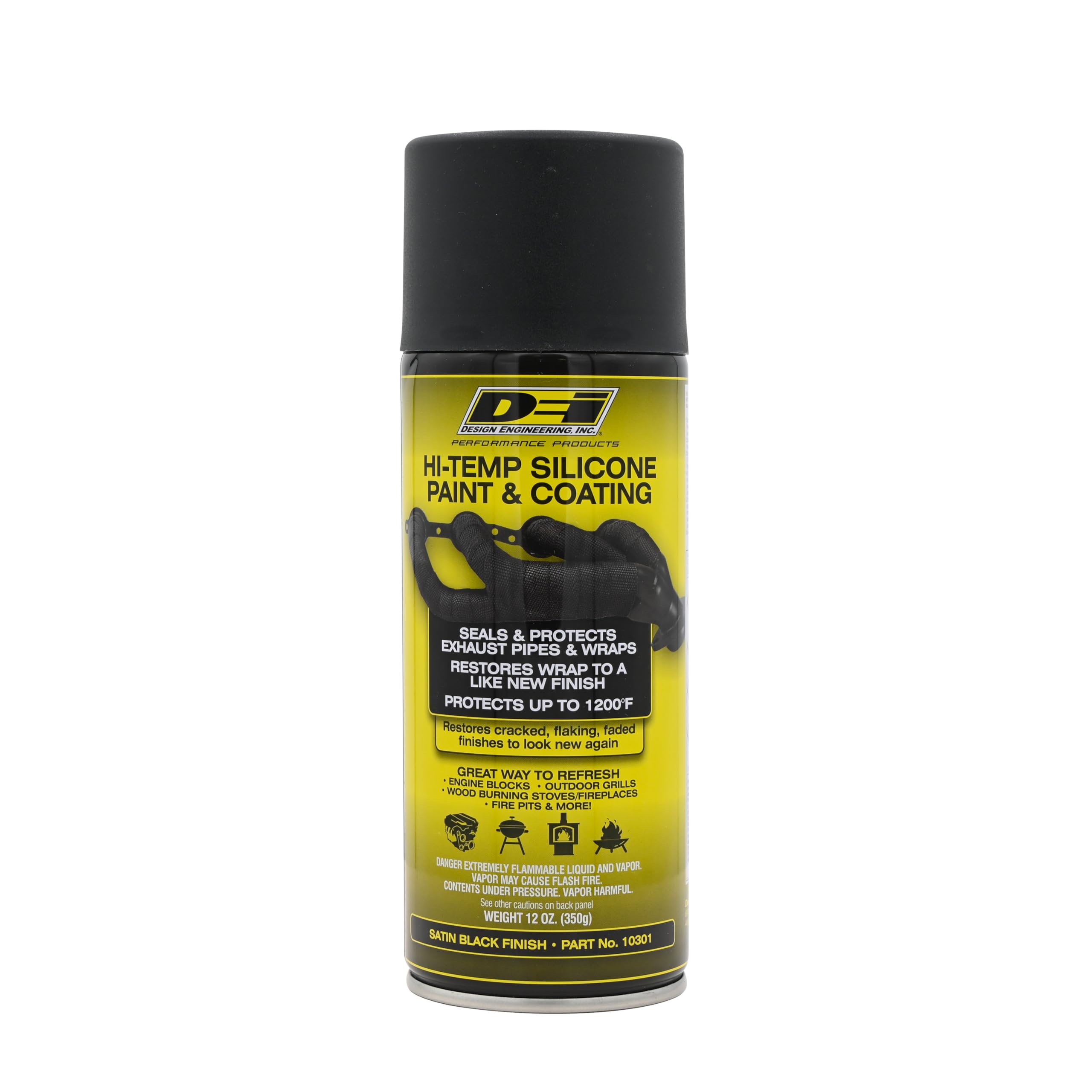 Design Engineering high-temp silicone coating spray can protects exhaust wraps from heat and grime.