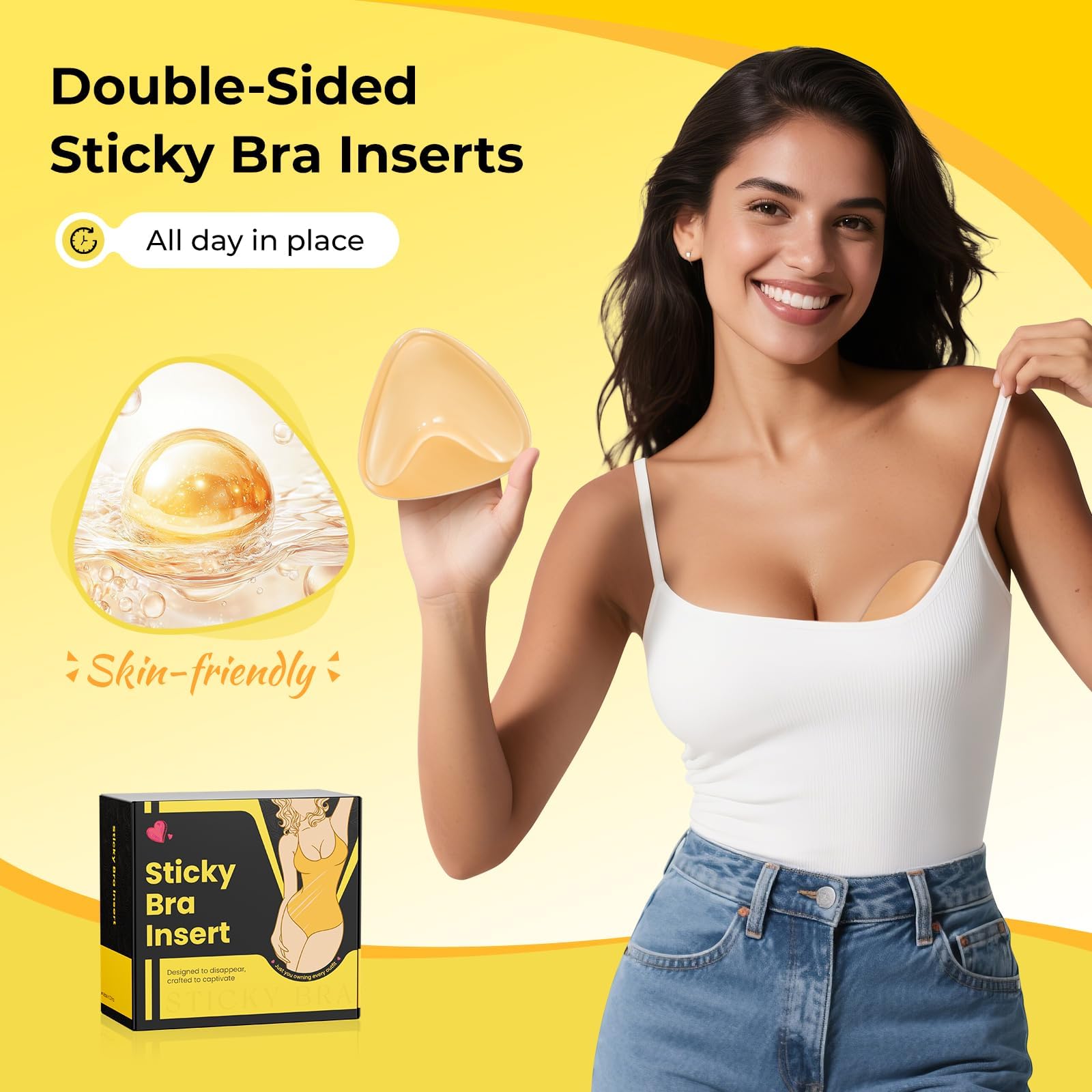 DesirTop invisible bra pad in beige creates a seamless look beneath backless styles.