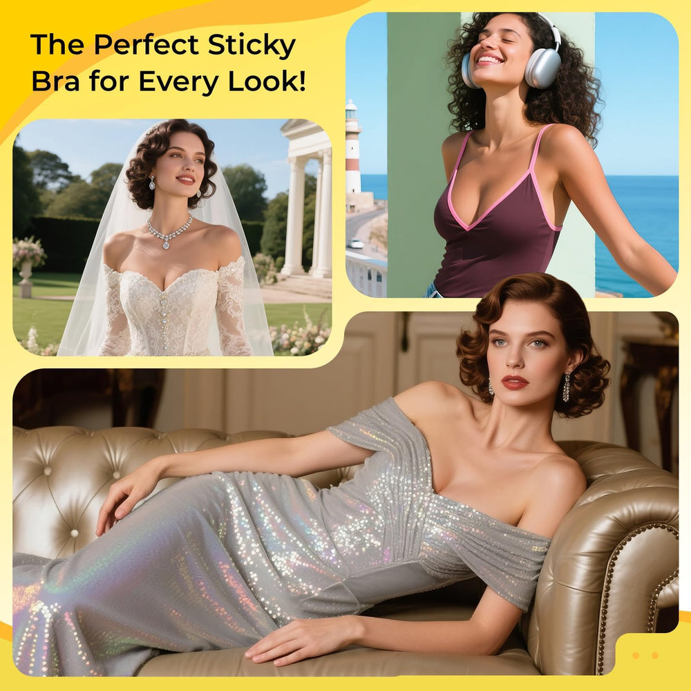 DesirTop travel-friendly sticky bra in beige for versatile events and trips.