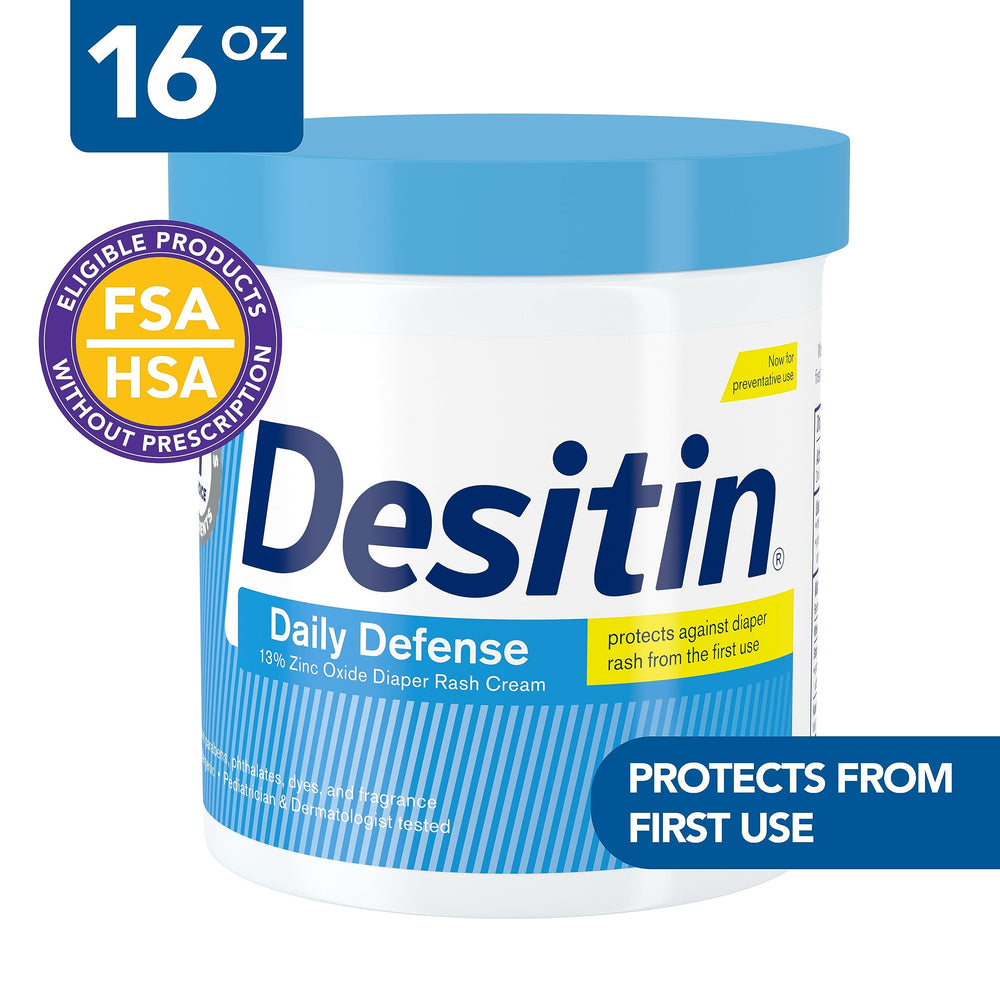 Desitin 13% zinc oxide barrier cream forms protective layer on skin