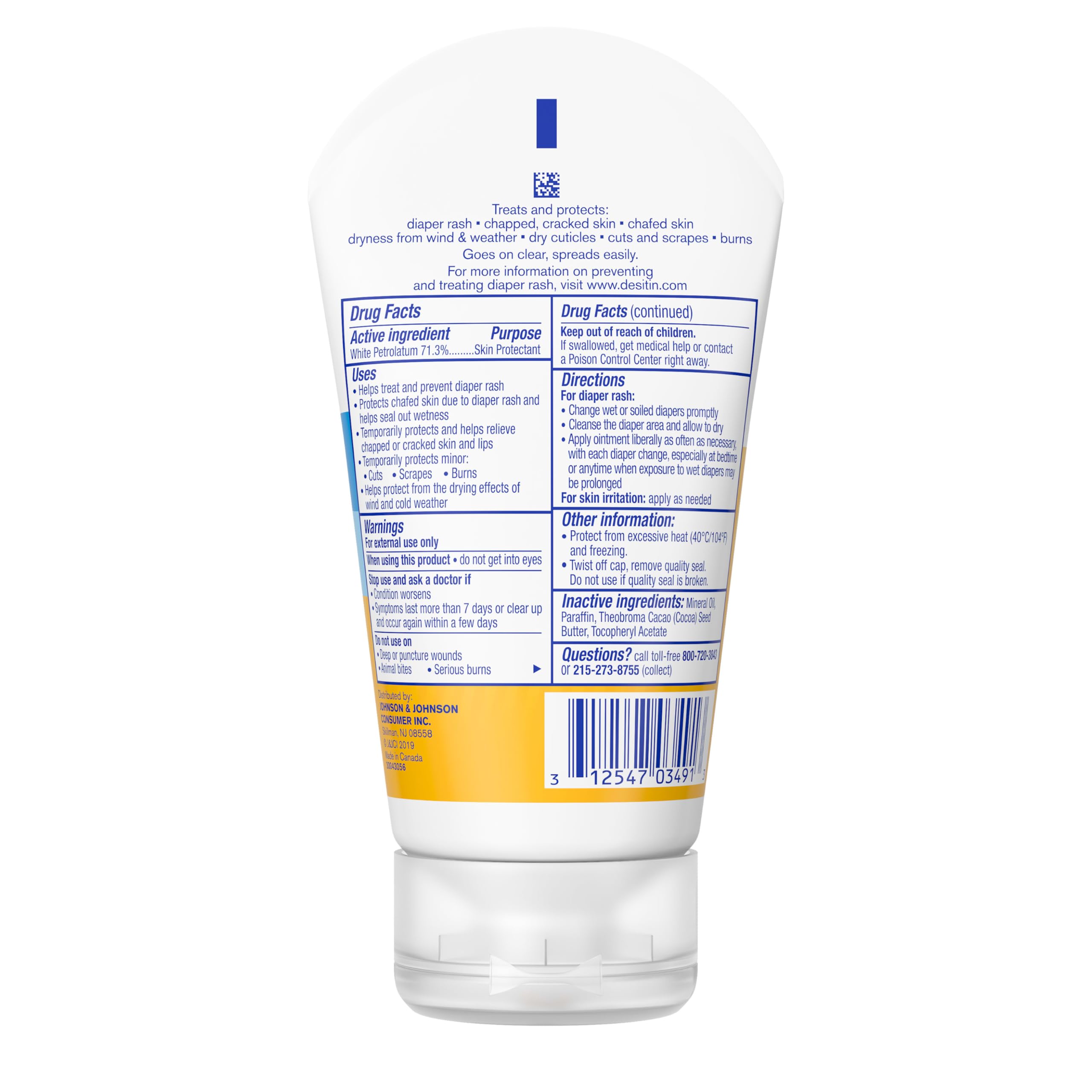 Desitin bottle beside family essentials signaling everyday use for diaper rash and dry skin.