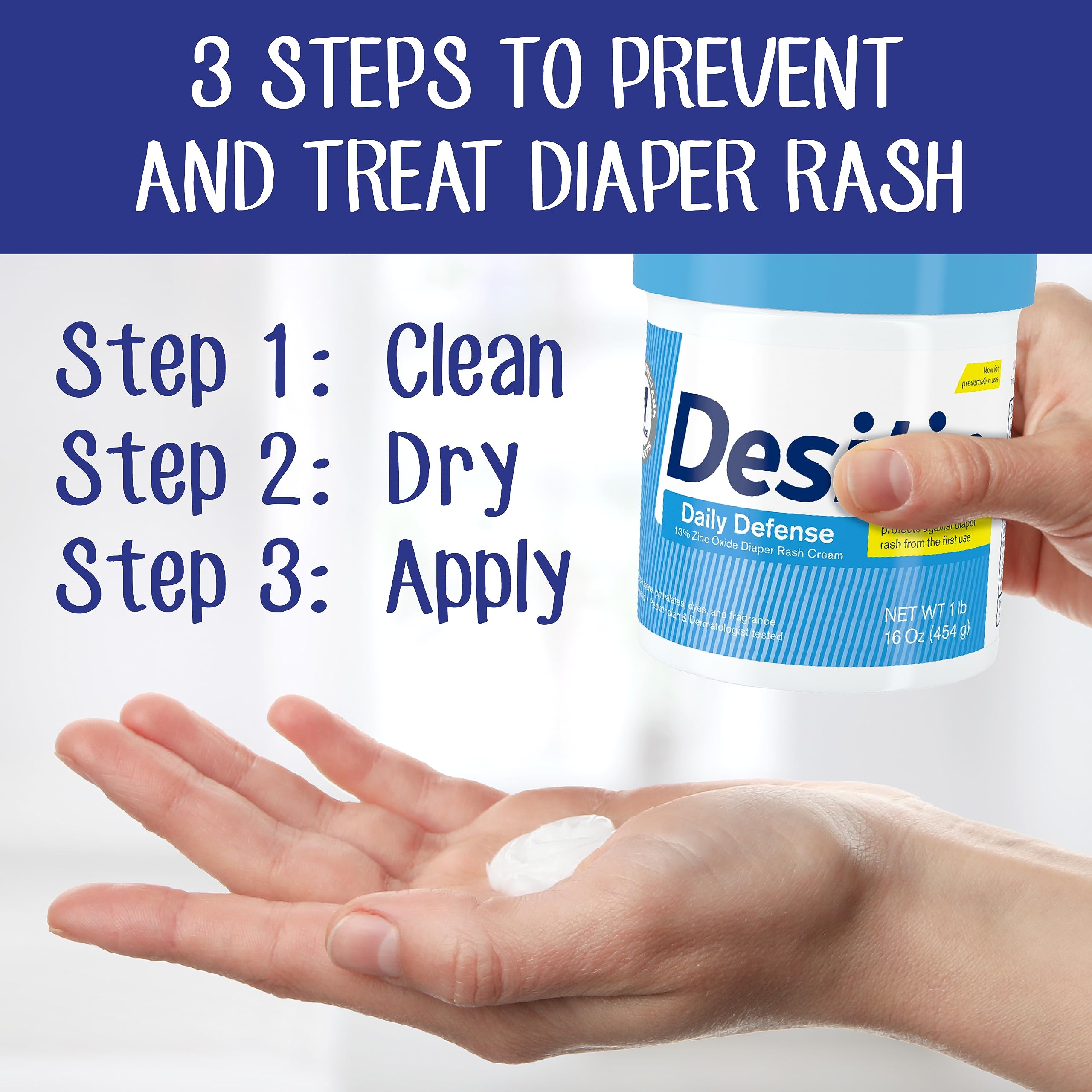 Close-up of Desitin creamy texture easily spreading on skin