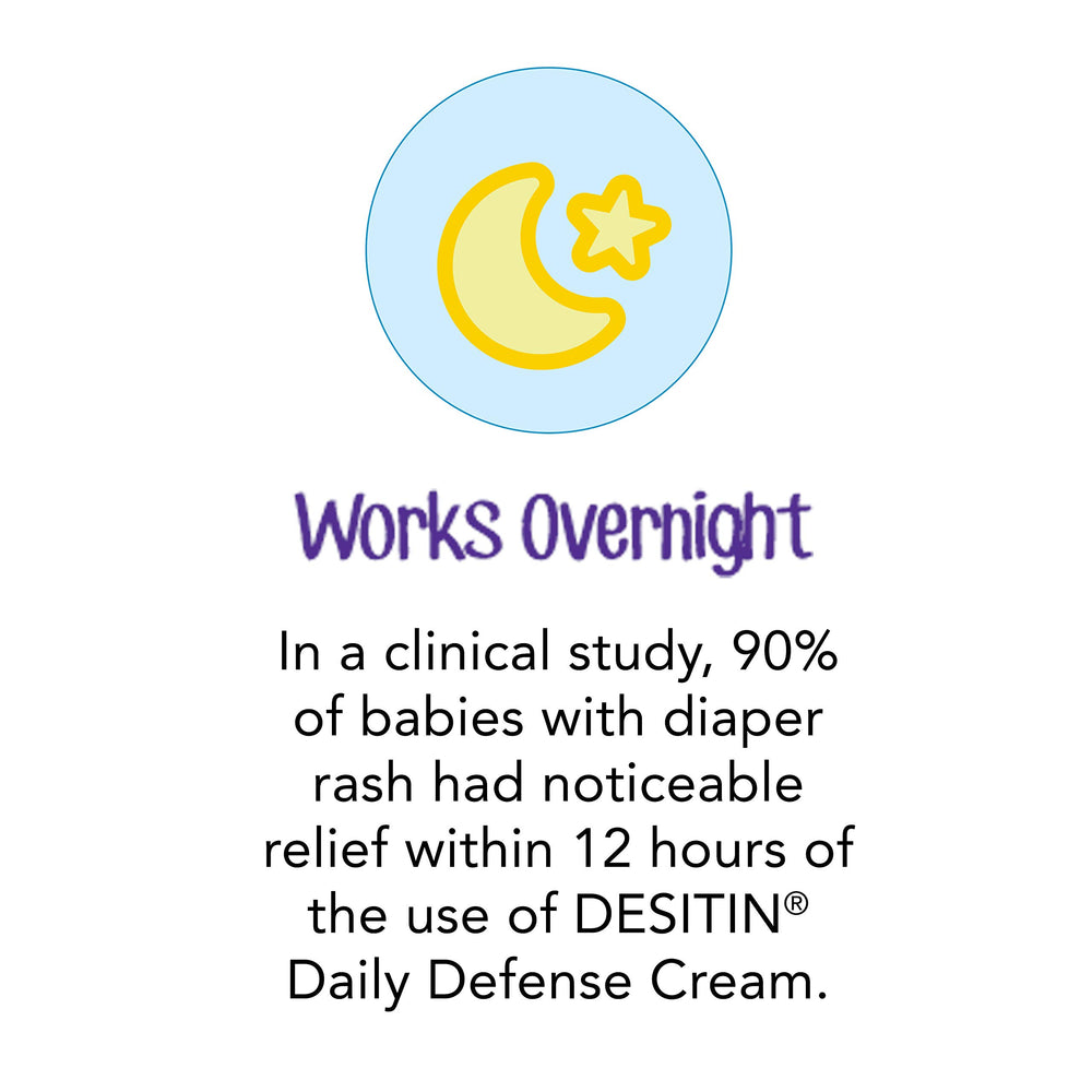 Desitin Daily Defense dermatologist-tested badge signals trusted care for families.