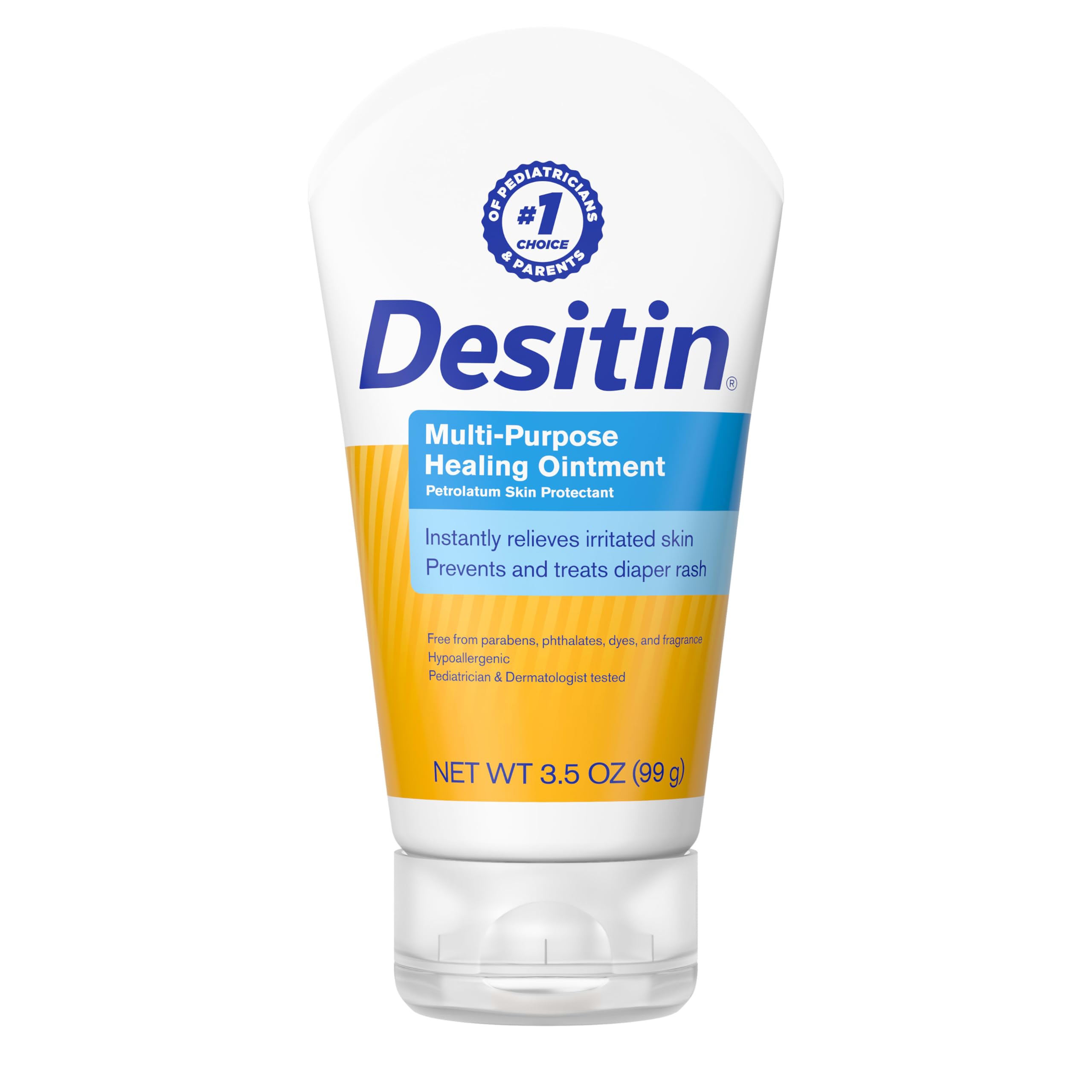 Desitin Multipurpose Ointment tube front view, fragrance-free protection for diaper rash and dry skin.