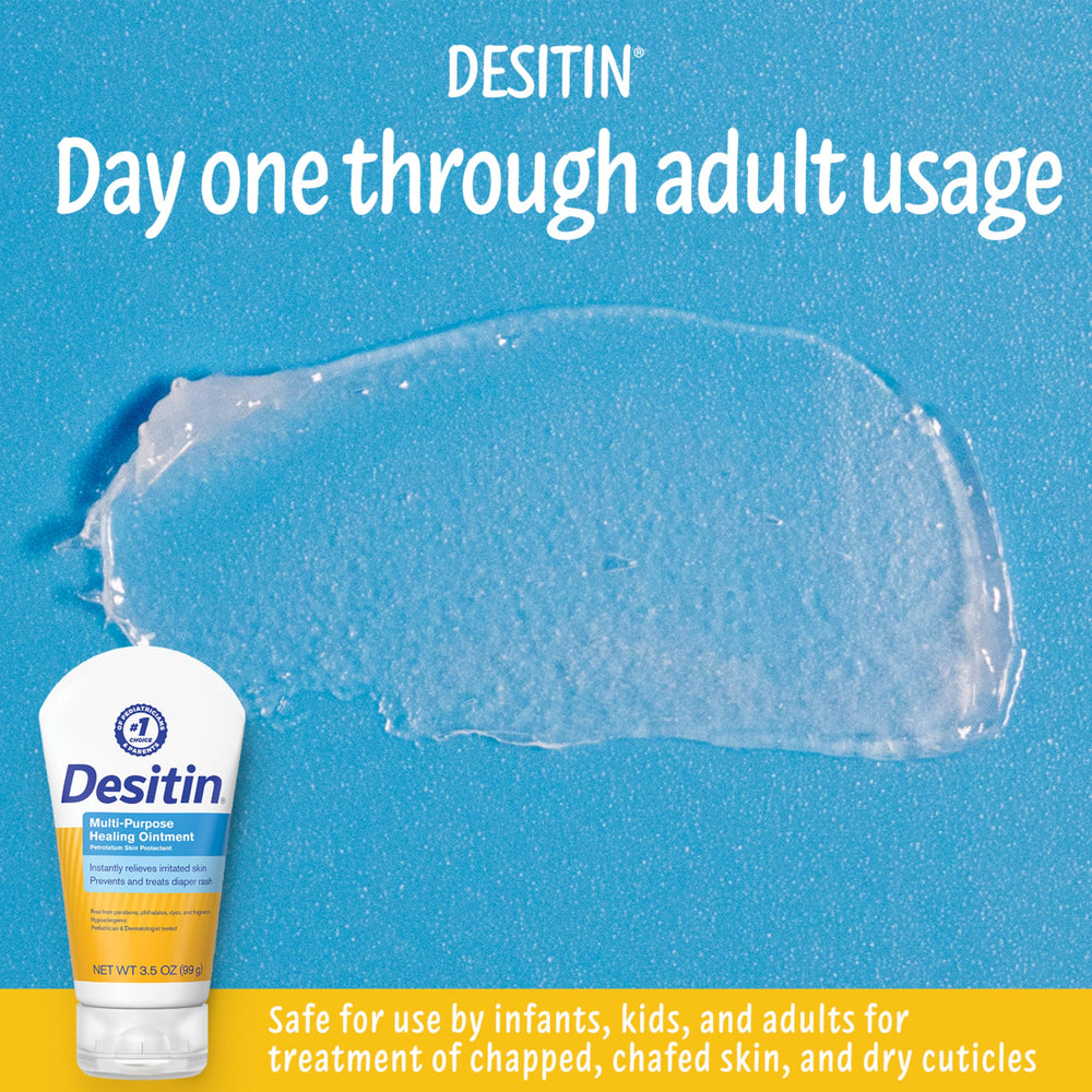 Desitin ointment texture and barrier close-up showing clear, smooth consistency.