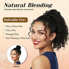 Detean short, wavy curly ponytail for everyday wear