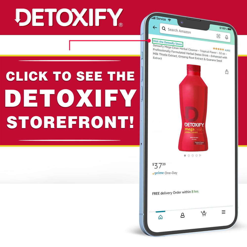 Detoxify Ready Clean Tropical packaging on a countertop.