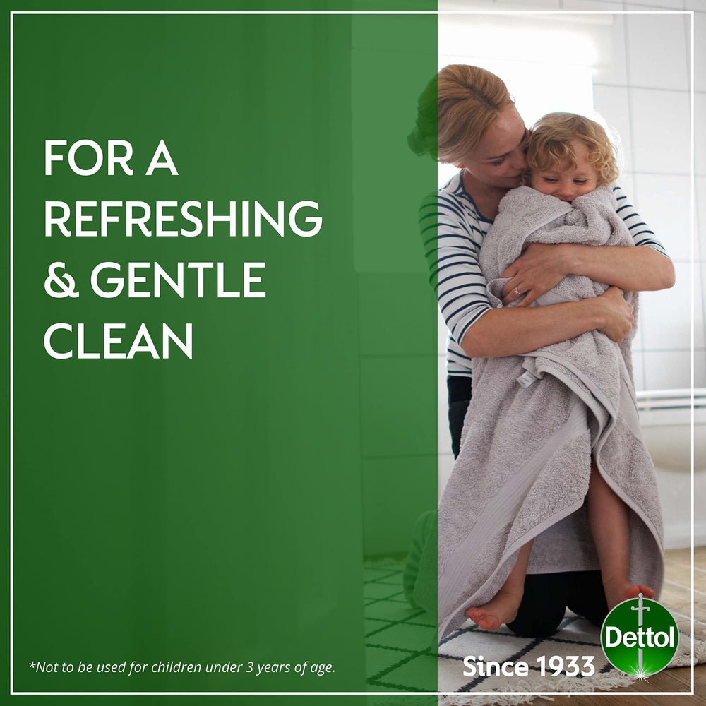 Dettol Fresh Body Wash bottle top-view suggests convenient daily use for shower routines.