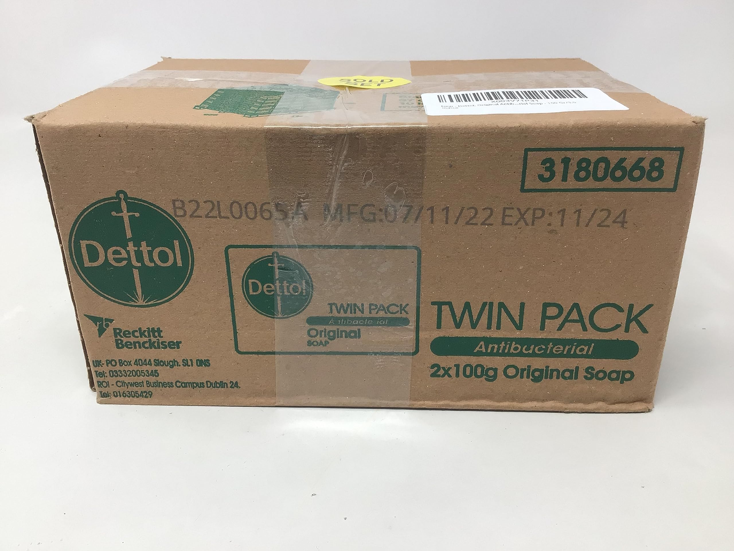 Dettol Original soap bar packaging shows twelve bars for everyday use