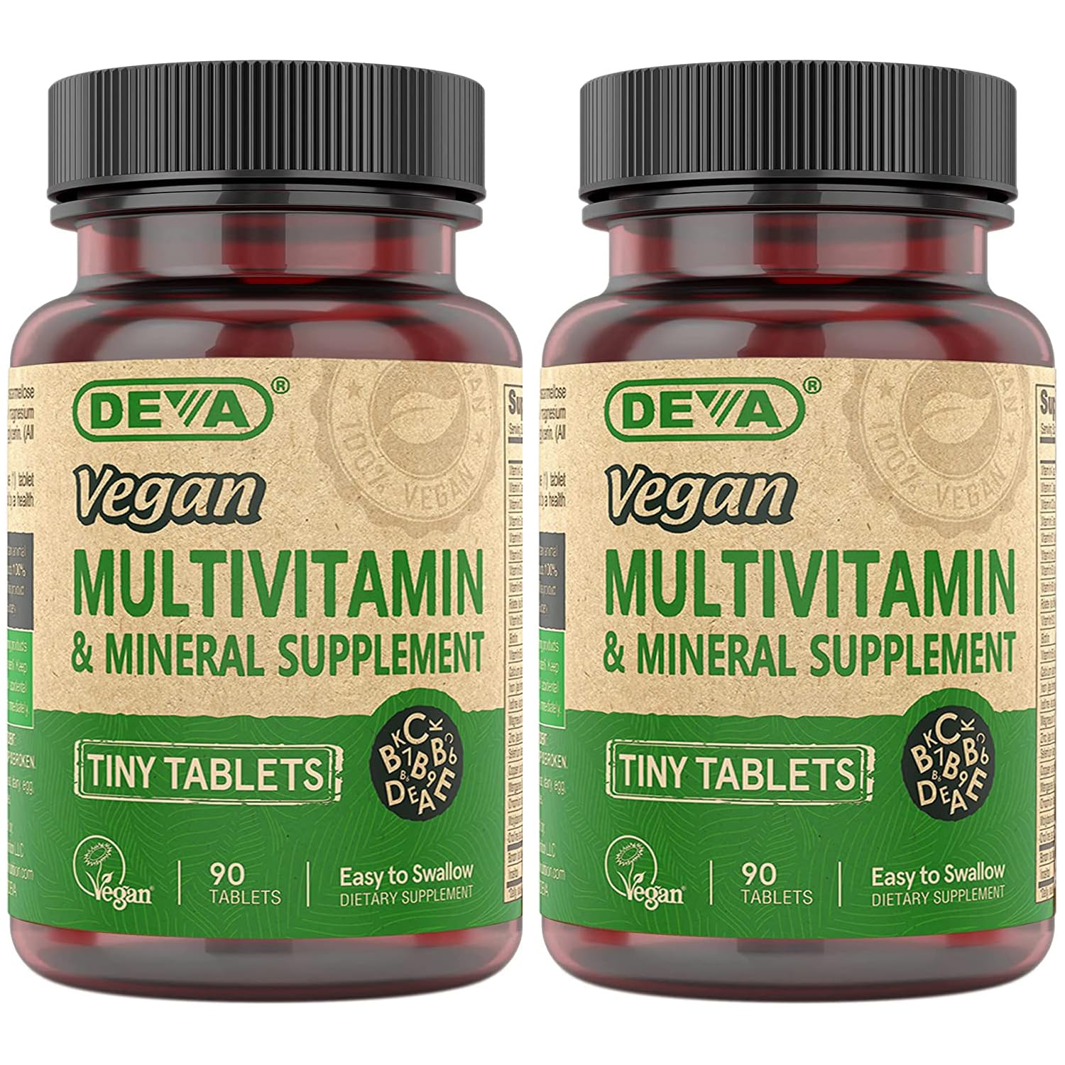 DEVA Tiny Tablets bottle front for daily vegan nutrition support