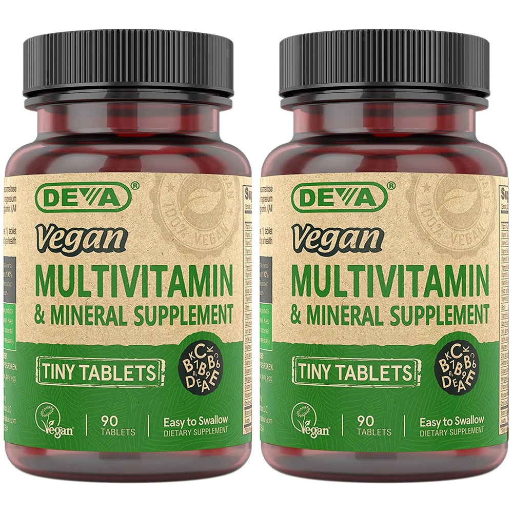 DEVA Tiny Tablets bottle front for daily vegan nutrition support