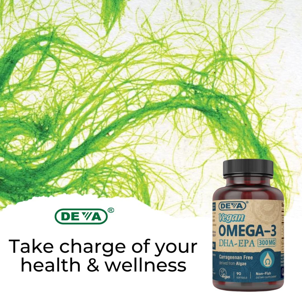 DEVA Vegan DHA bottle on kitchen counter for daily use