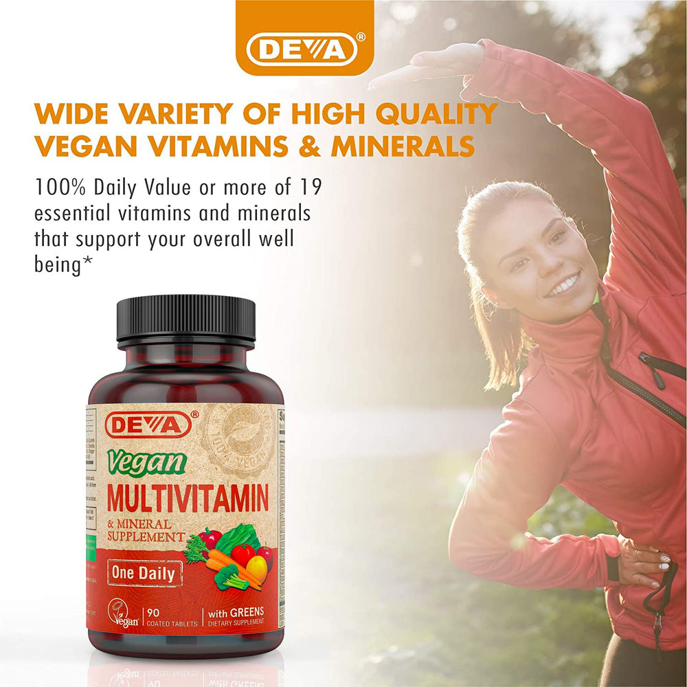 DEVA vegan multivitamin eco-packaging, planet-friendly choice.