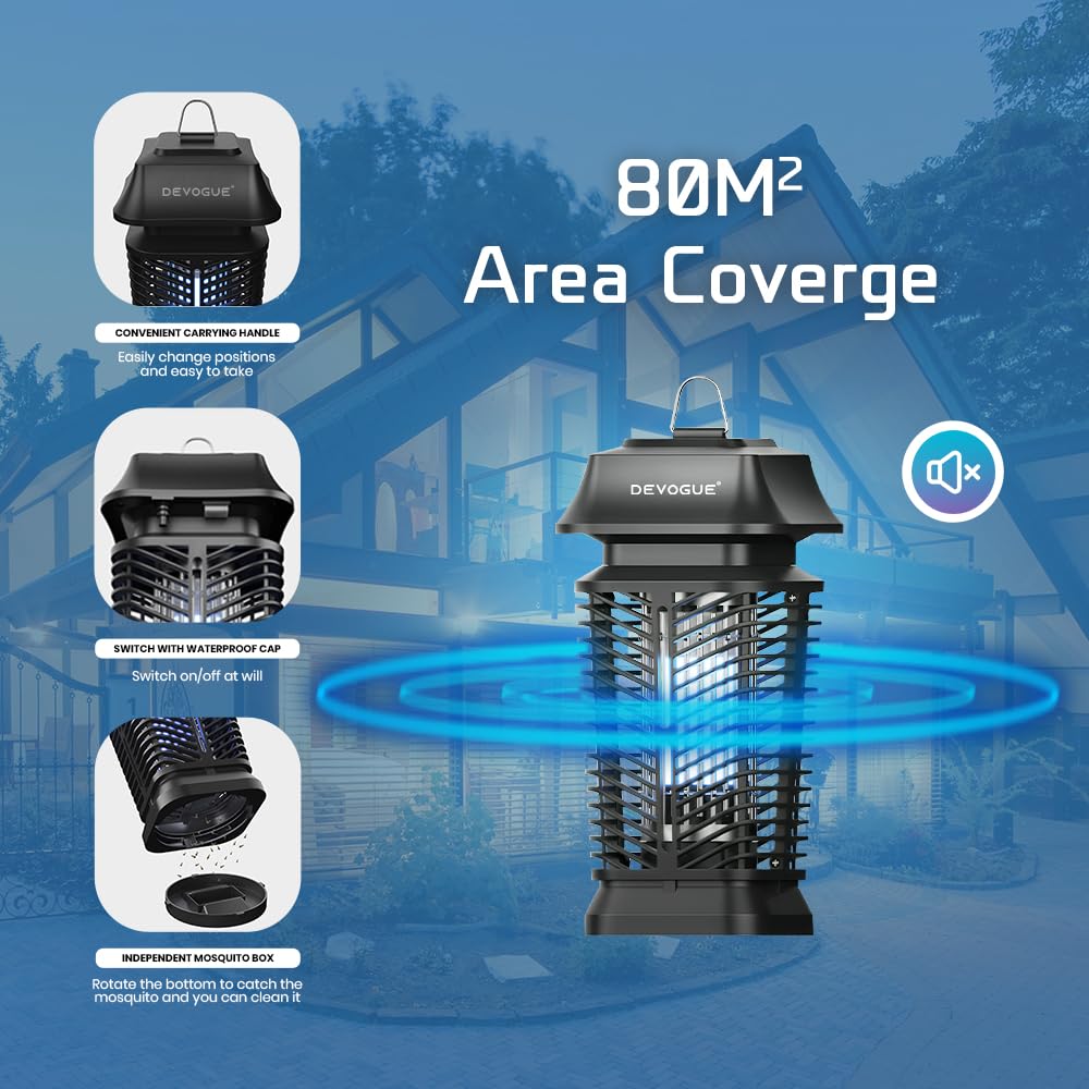 DEVOGUE Electric Bug Zapper detachable tray simplifies cleaning after use