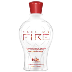 Devoted Creations Fuel My Fire bottle back highlights hydrating formula and tropical fragrance