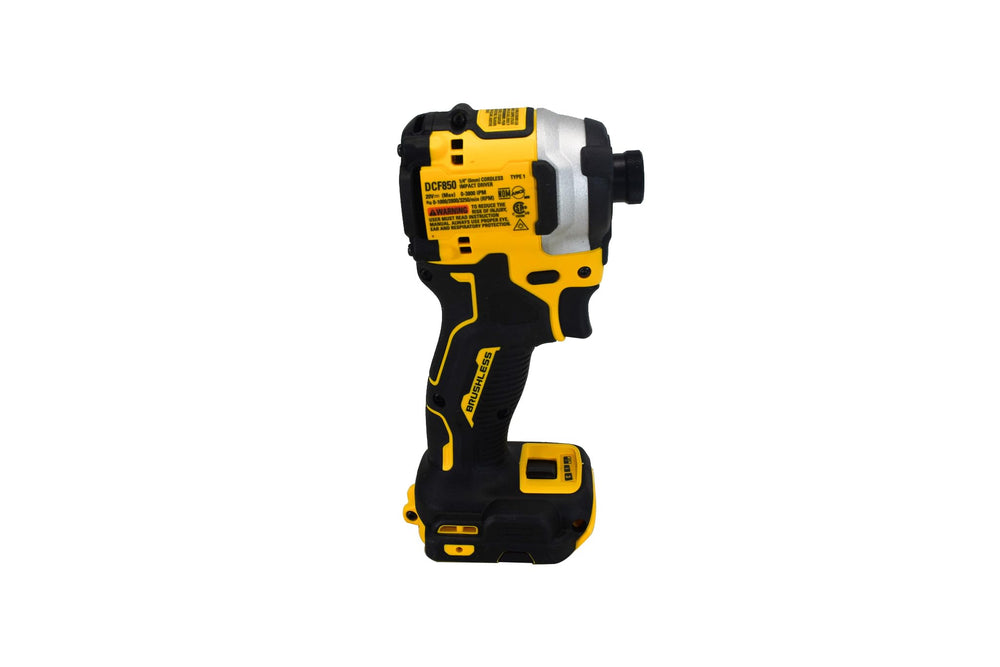 DEWALT DCF850B accepts 1-inch bit tips for quick tool changes on site.