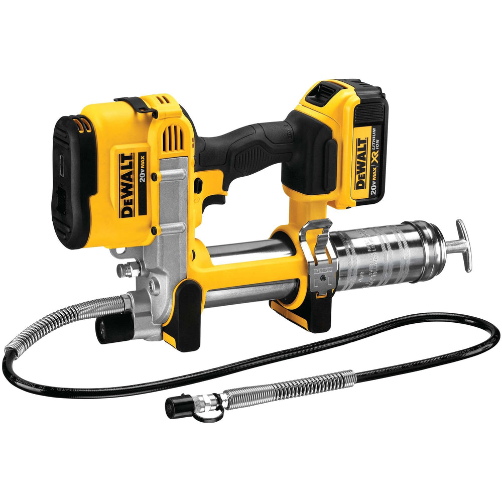 DEWALT grease gun kit filter screen prevents debris from entering the pump.