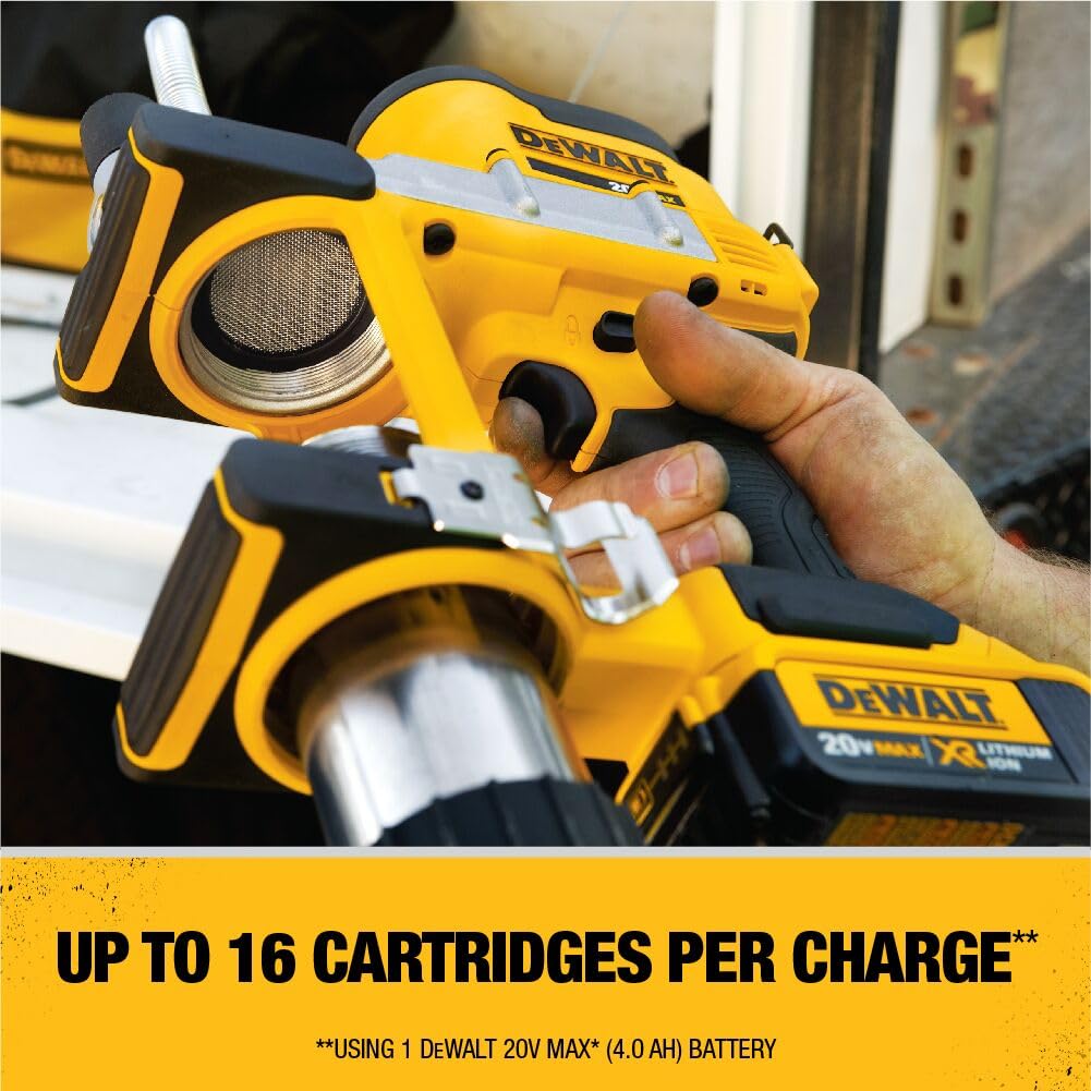 DEWALT grease gun kit shoulder strap enhances portability on job sites.