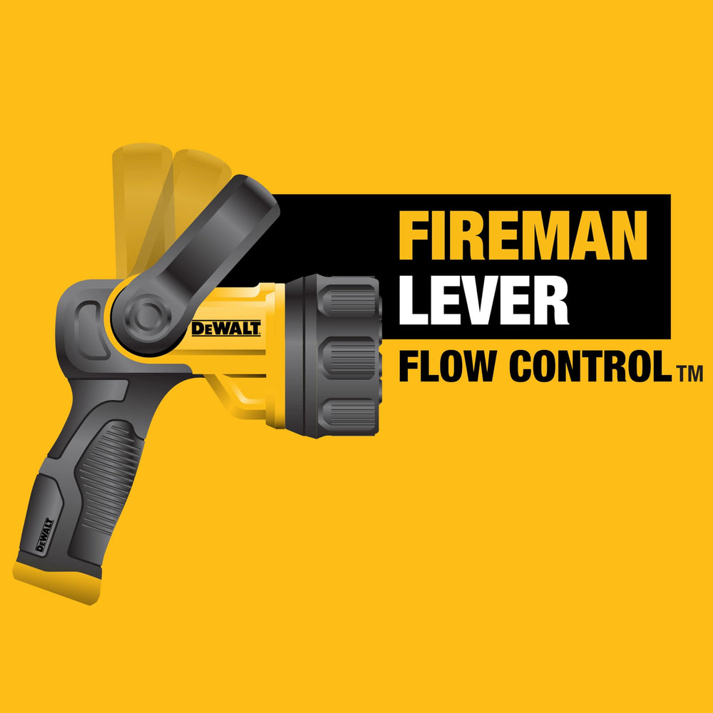 DEWALT Hydro Cannon Nozzle uses a fireman-style lever for quick flow control