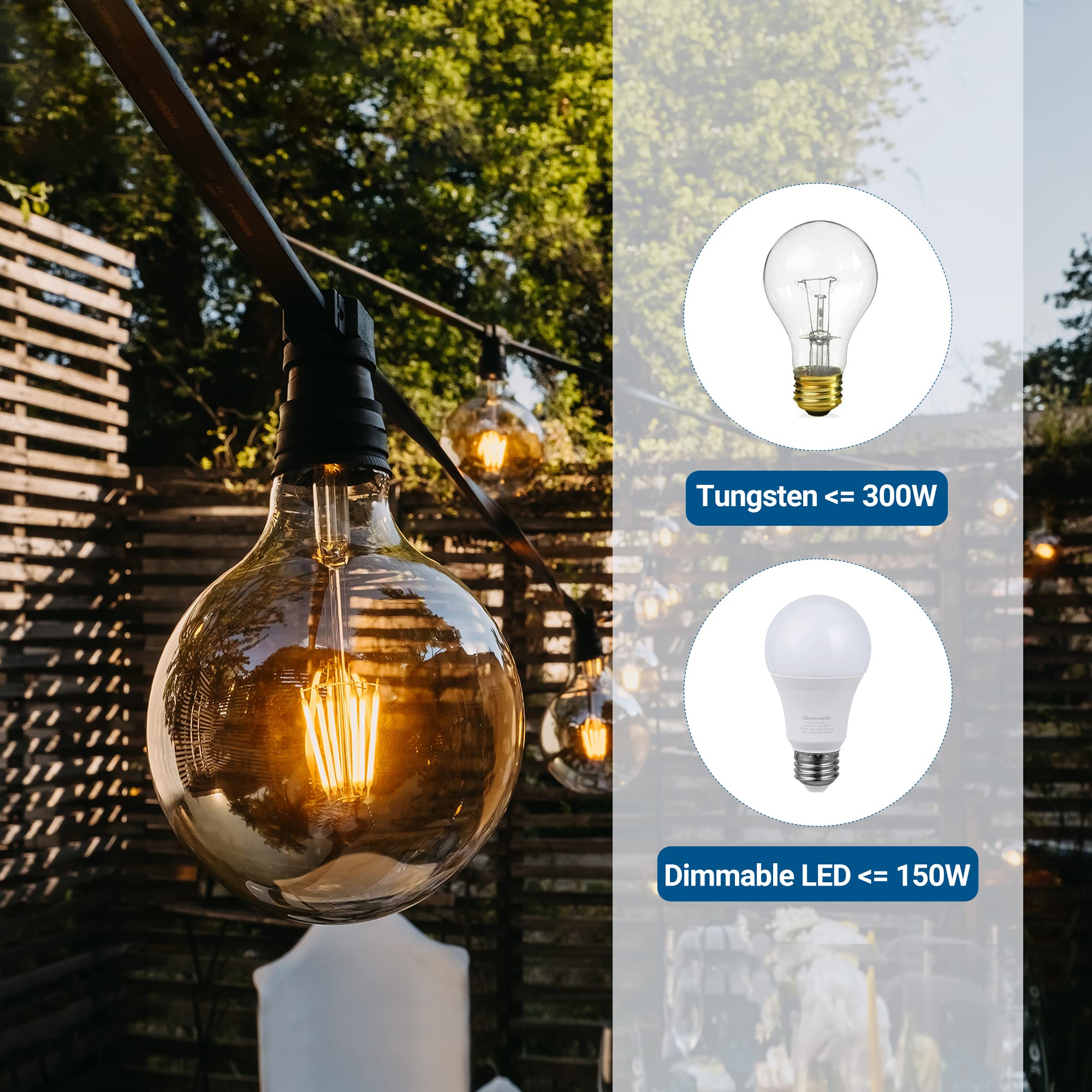 DEWENWILS 8-inch extension cord supports sturdy outdoor connections