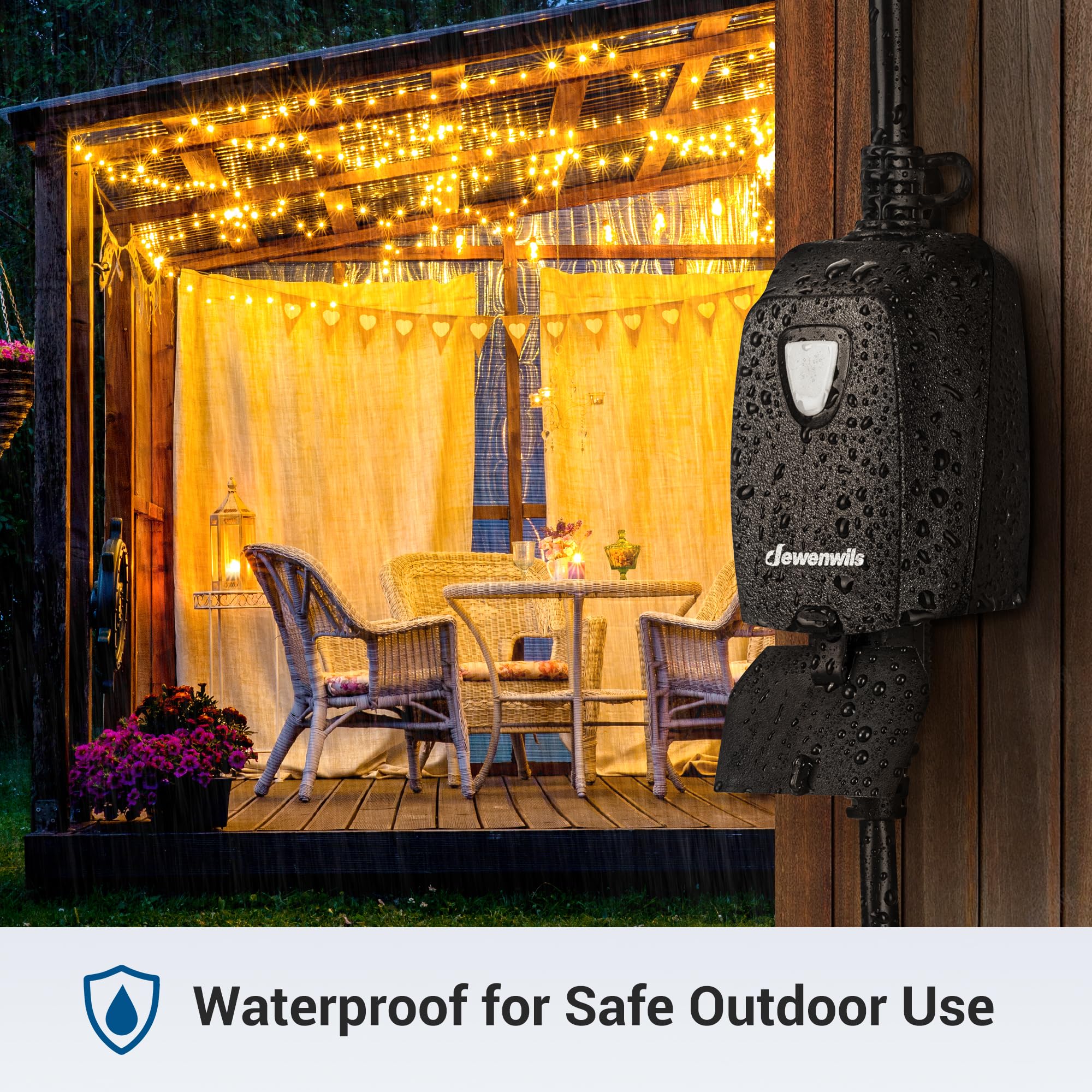 DEWENWILS grounded-outlet dimmer safely powers dimmable bulbs outdoors