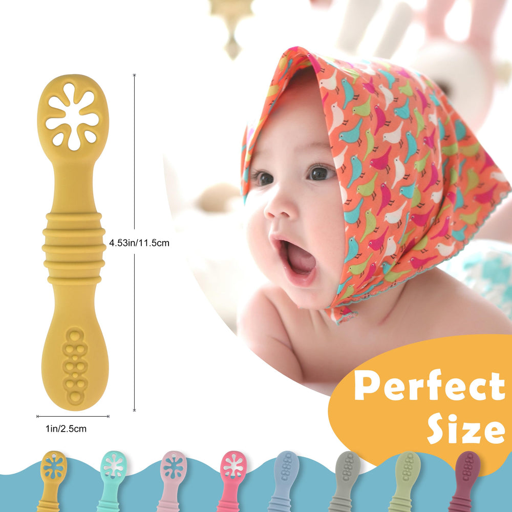 DF DUALFERV ergonomic silicone spoons with easy scoop promote self-feeding and independence