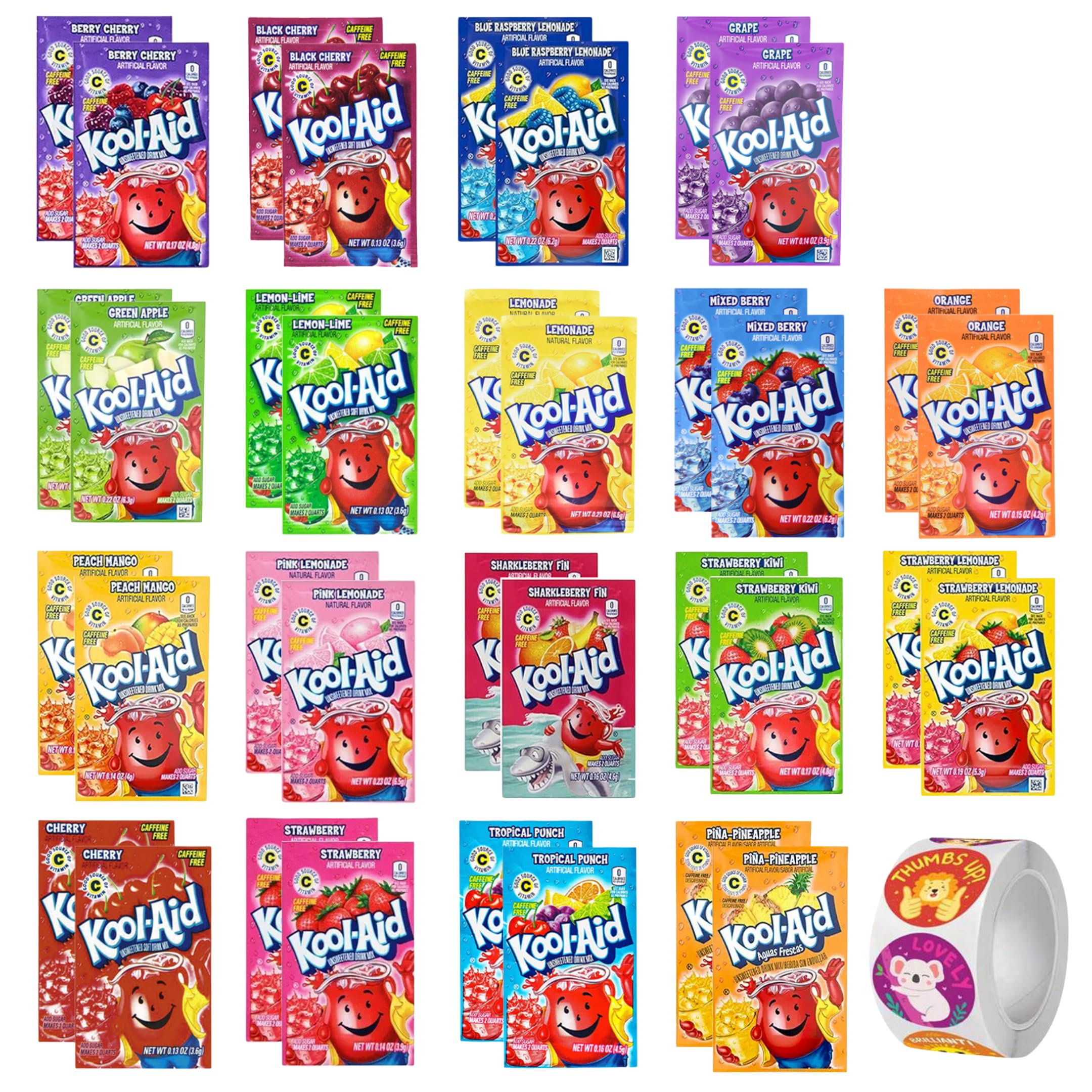 D.F. LUXURY Kool Aid variety box with 18 flavors for easy party prep.
