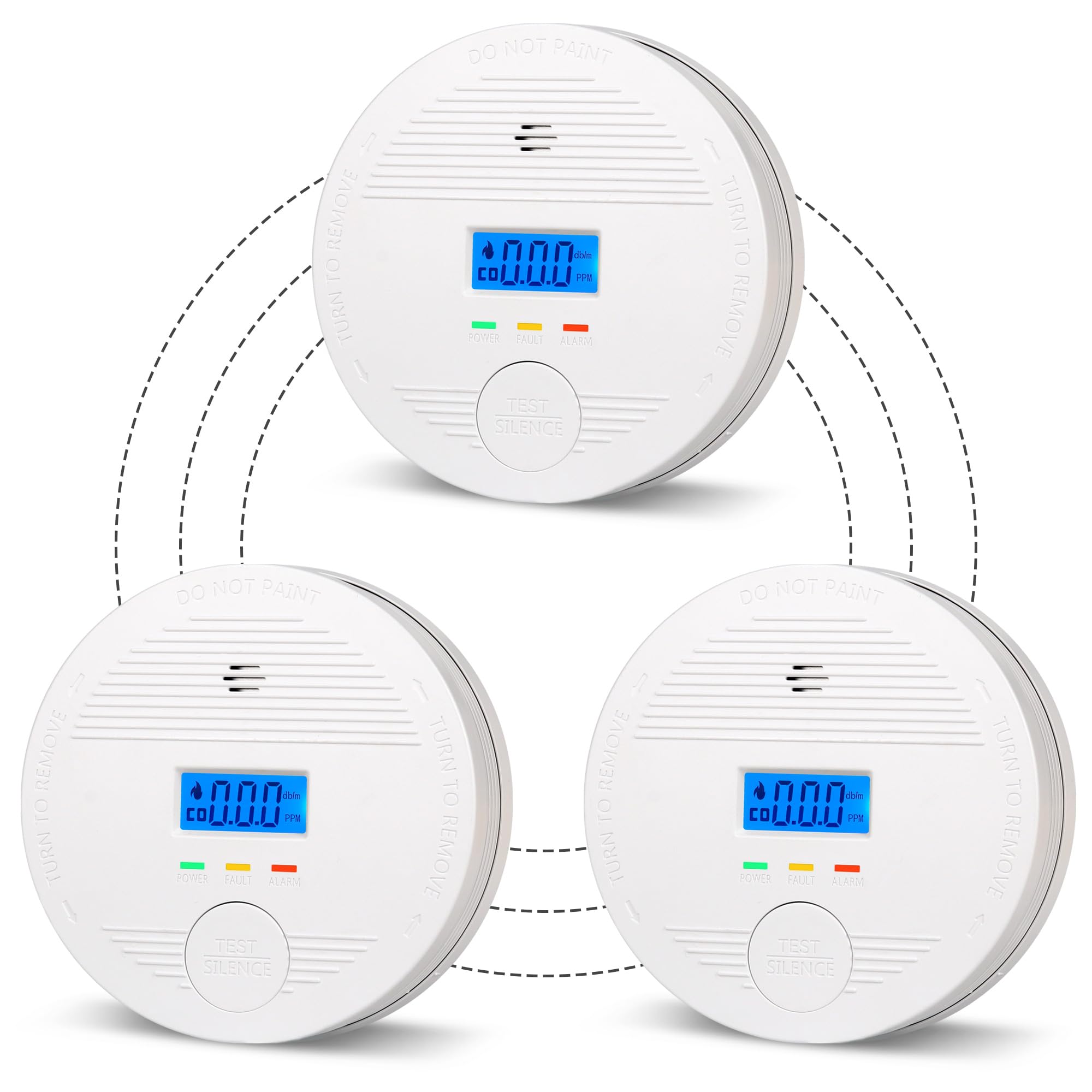 DFGJLVF interconnected detector pack front view highlights compact design for multi-room safety.