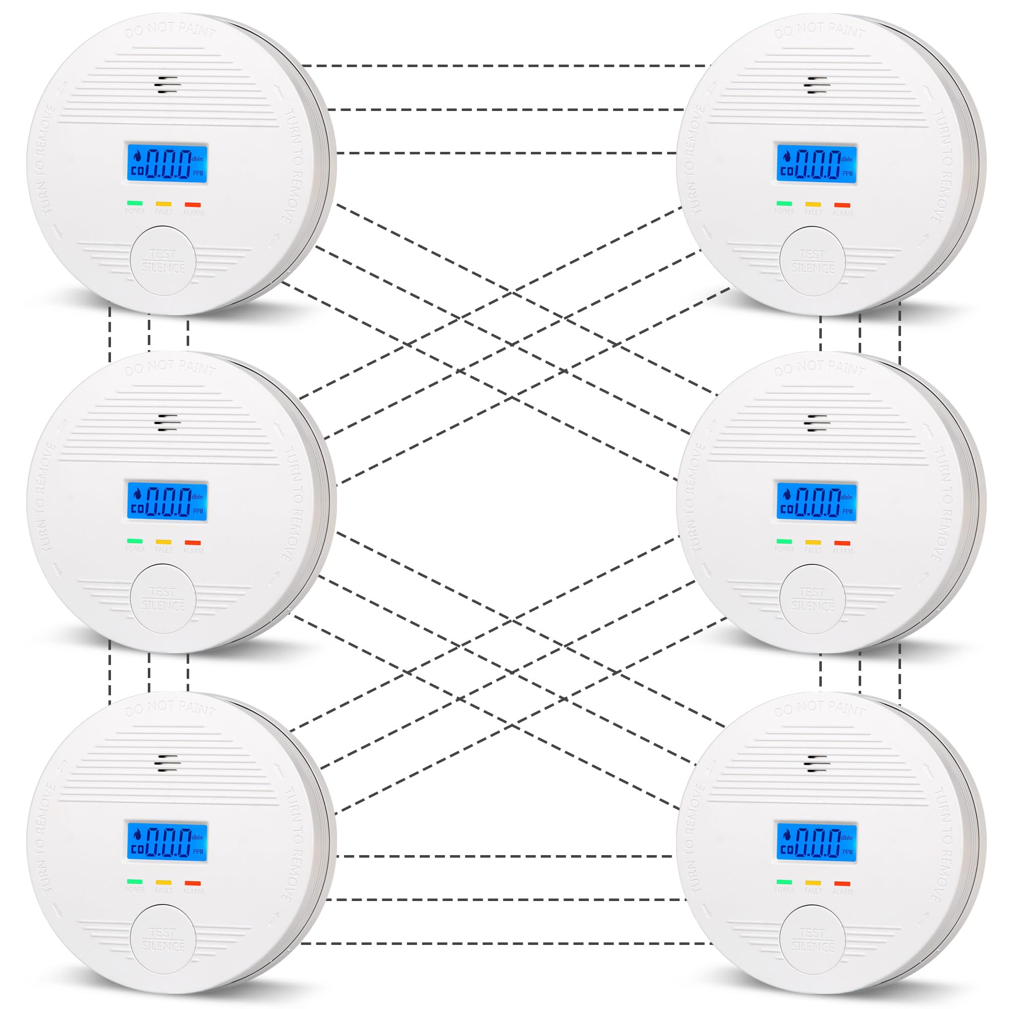 DFGJLVF interconnected detector pack with dual sensors for home safety.