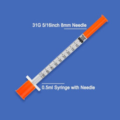 Packaged syringe and needle from Dfpty, individually wrapped for hygiene