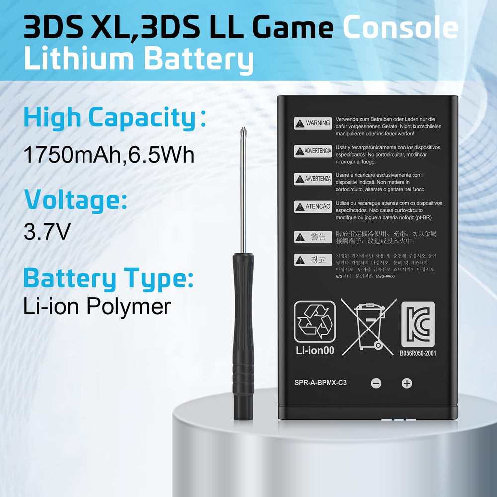 DGBOSEN high-capacity 1750mAh battery for longer 3DS XL sessions