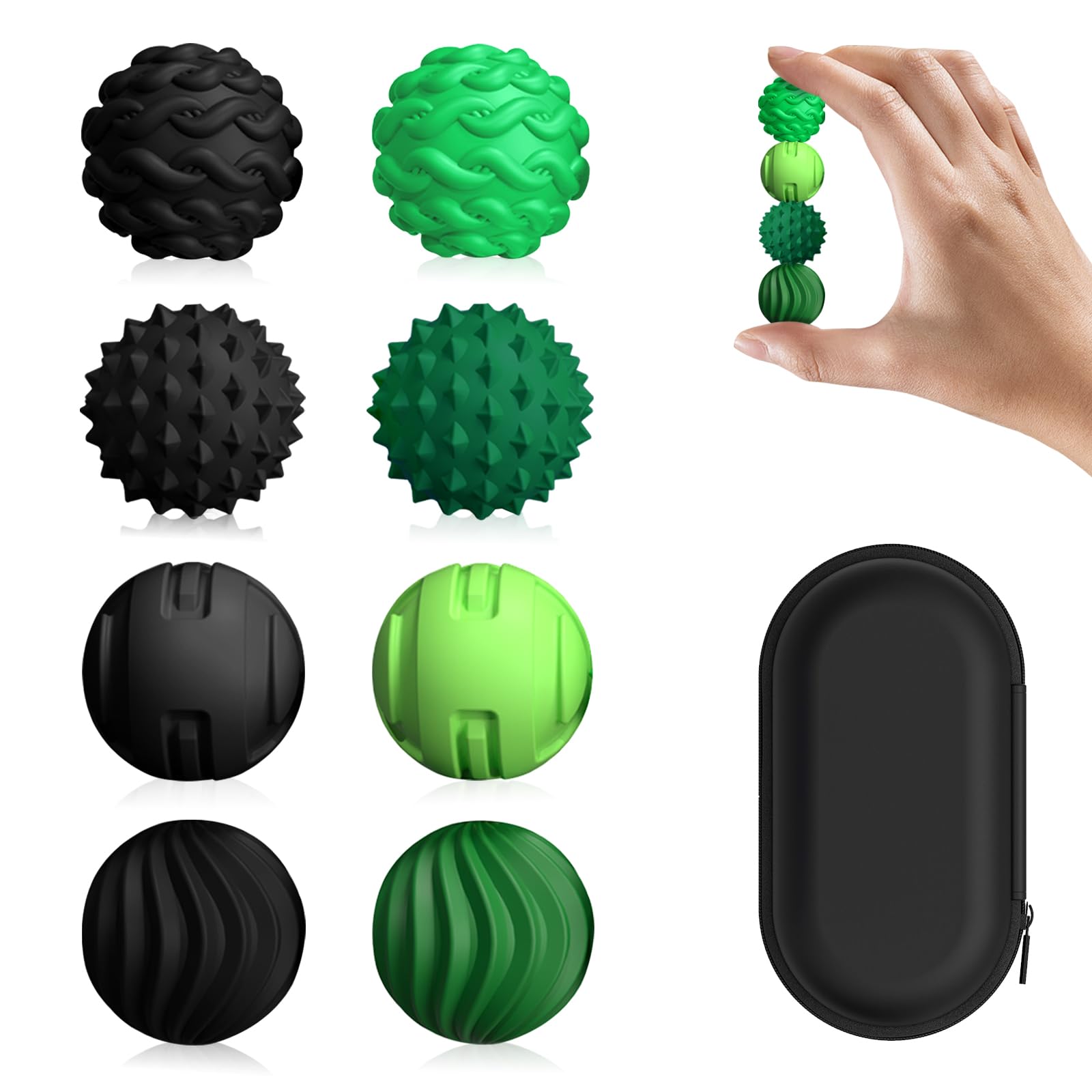 DGMDGS 8-pack silicone magnetic sensory balls with textured shells for tactile focus.