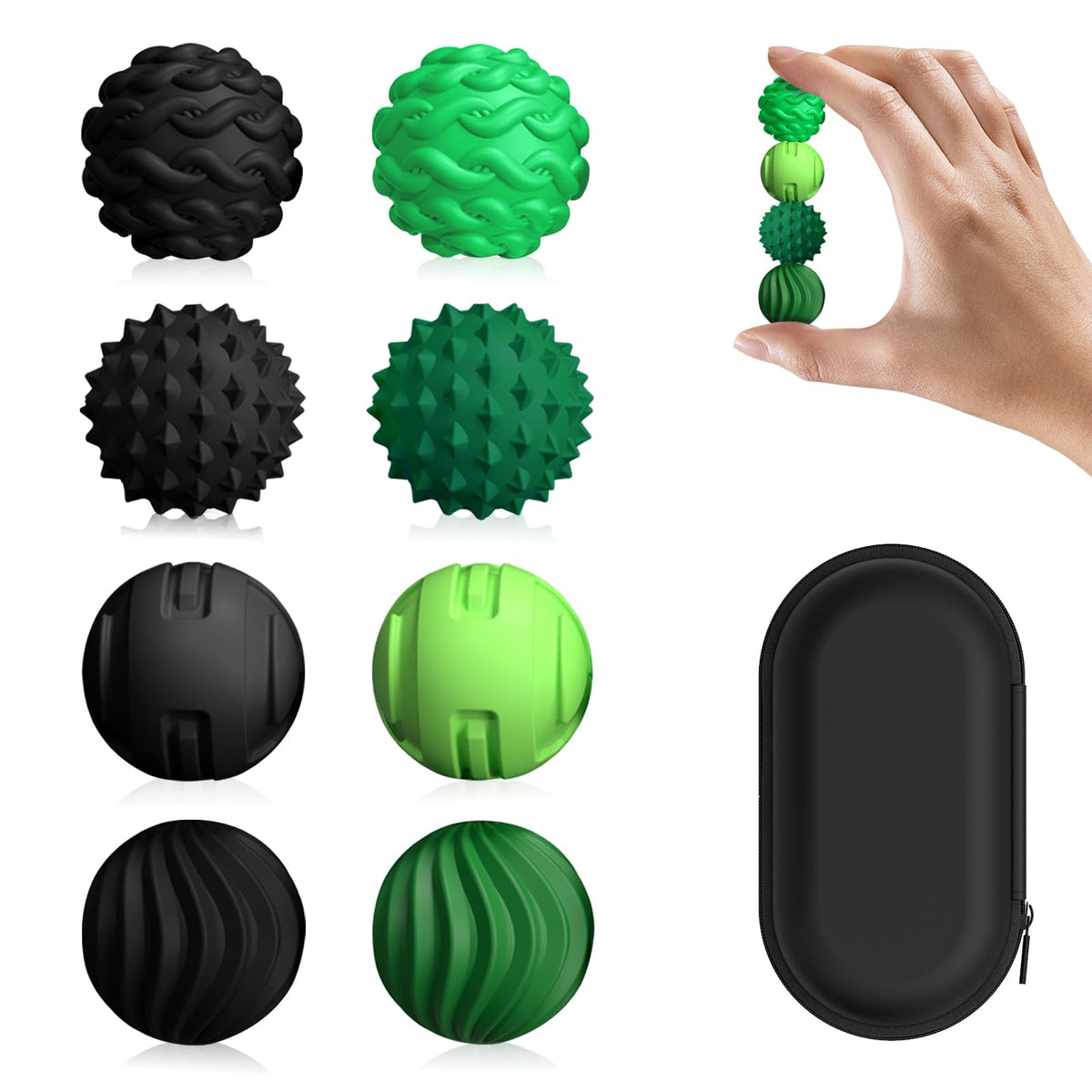 DGMDGS 8-pack silicone magnetic sensory balls with textured shells for tactile focus.