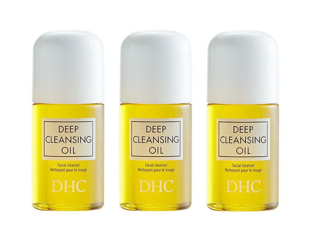 DHC Deep Cleansing Oil Mini bottle ready for makeup removal.