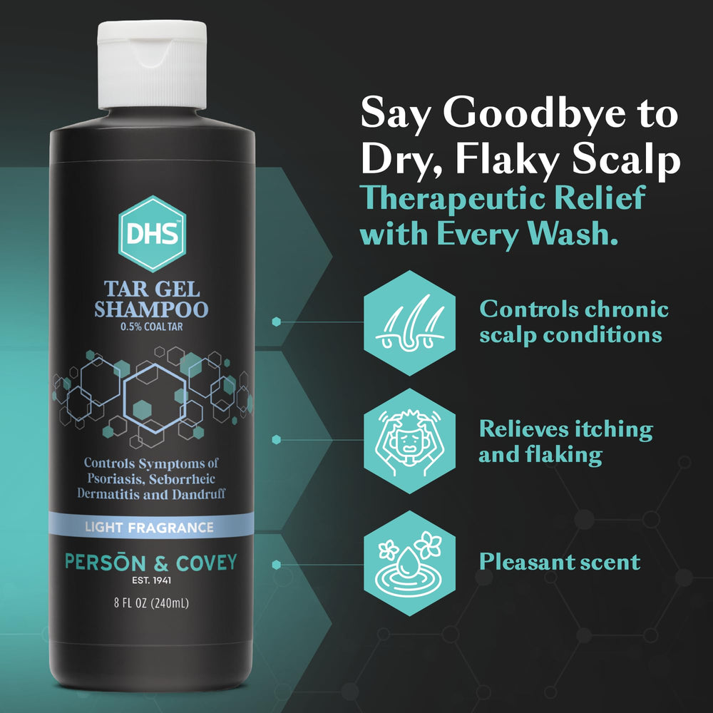 DHS T Gel Shampoo refined coal tar formula attentive to scalp.
