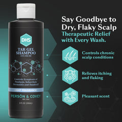 DHS T Gel Shampoo refined coal tar formula attentive to scalp.