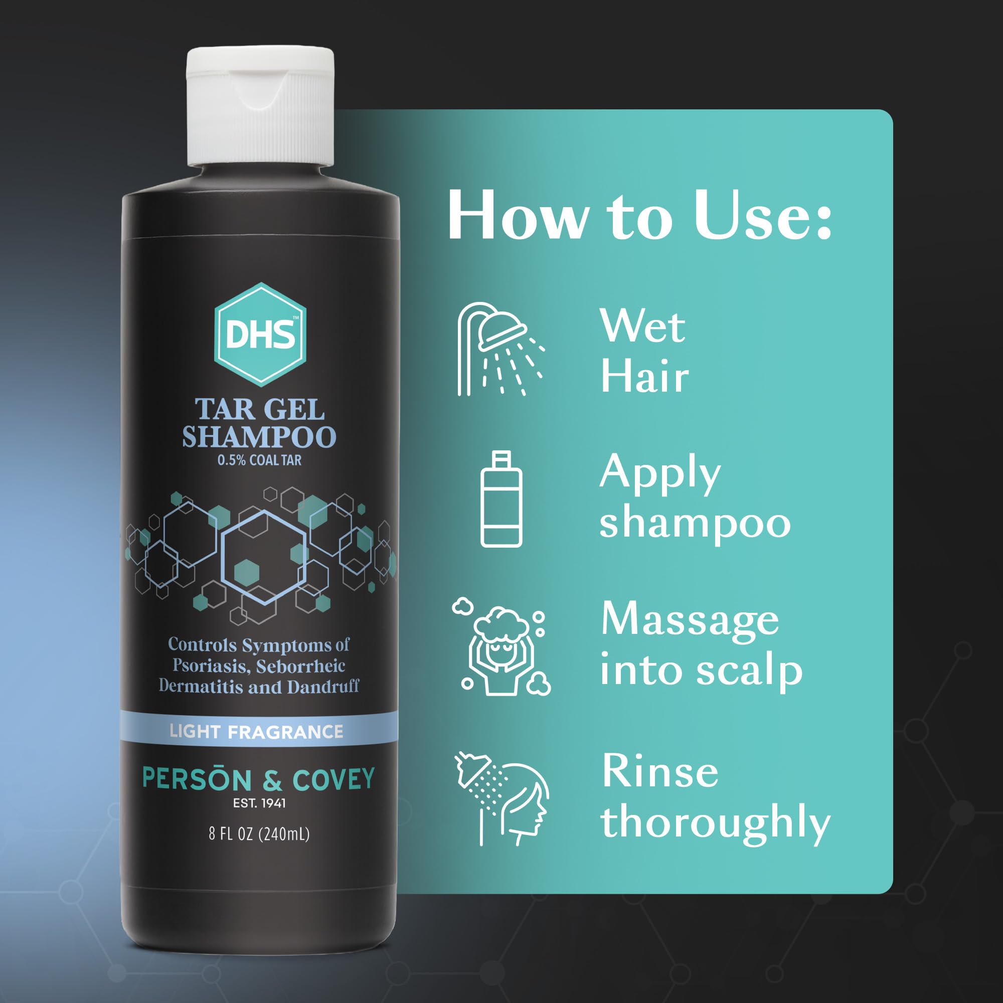 DHS T Gel Shampoo paraben-free formula promotes gentle use.