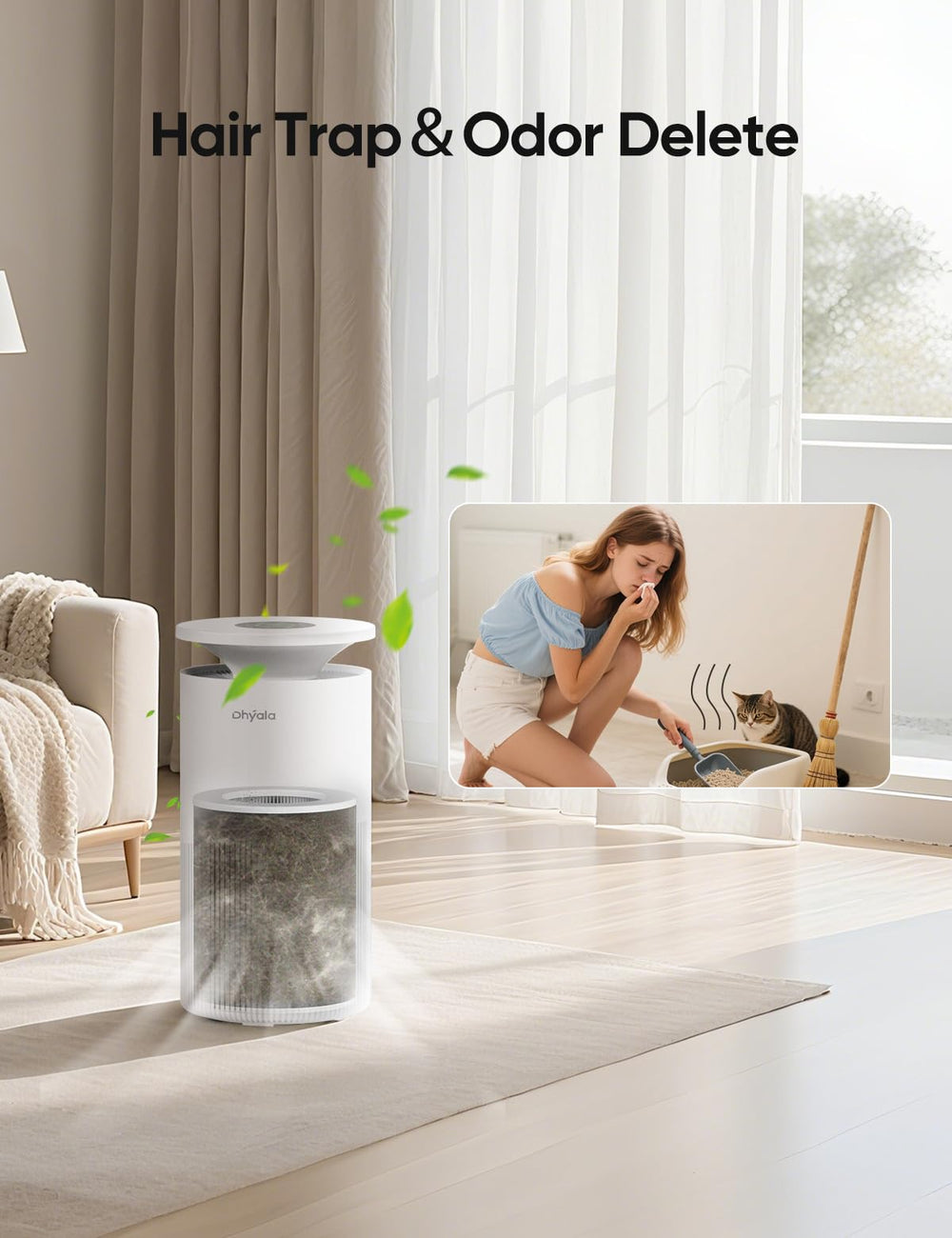 Dhyala auto mode adjusts power for continuously clean air.