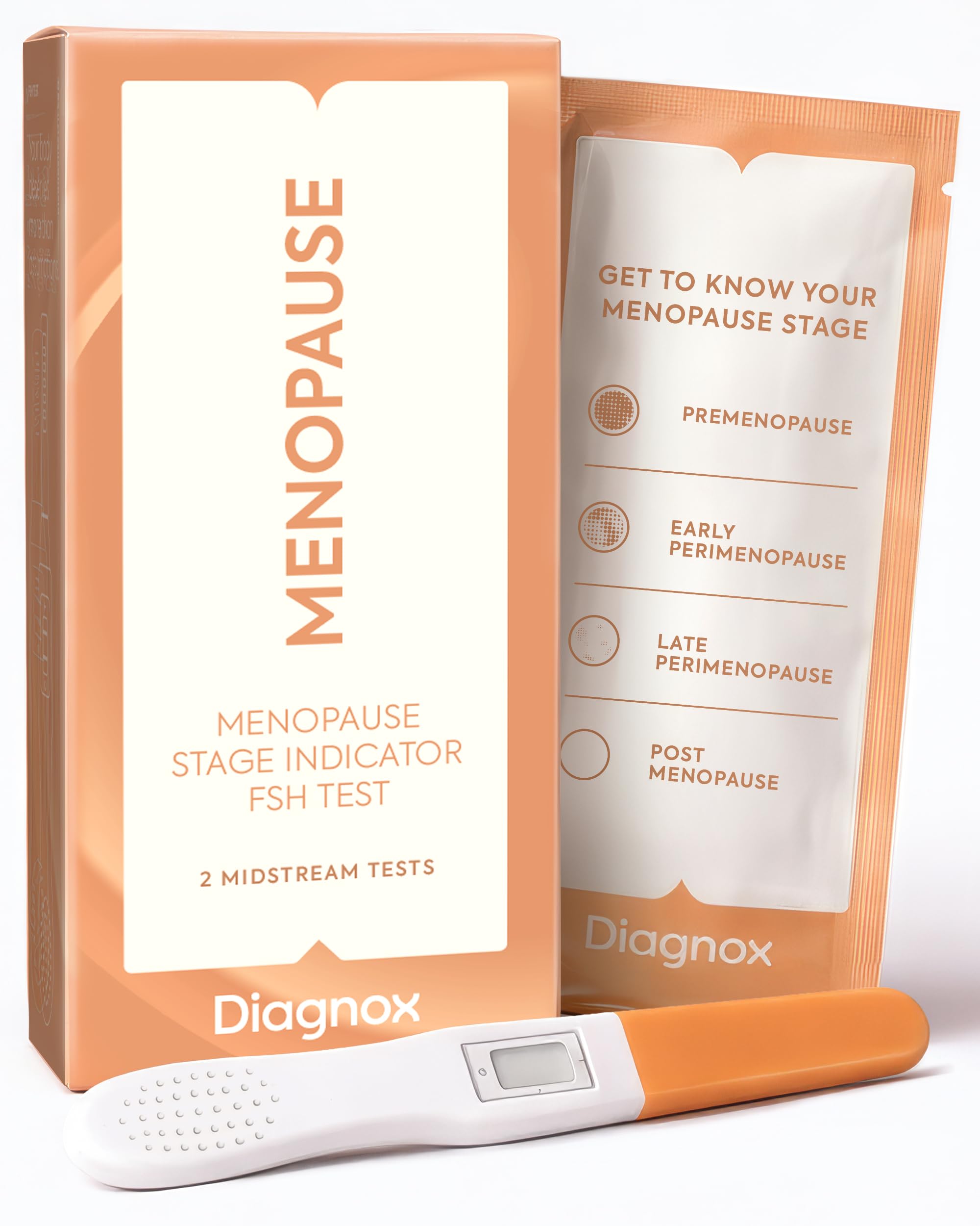 Diagnox Health menopause test 2-pack packaging for convenient at-home screening and ongoing tracking.