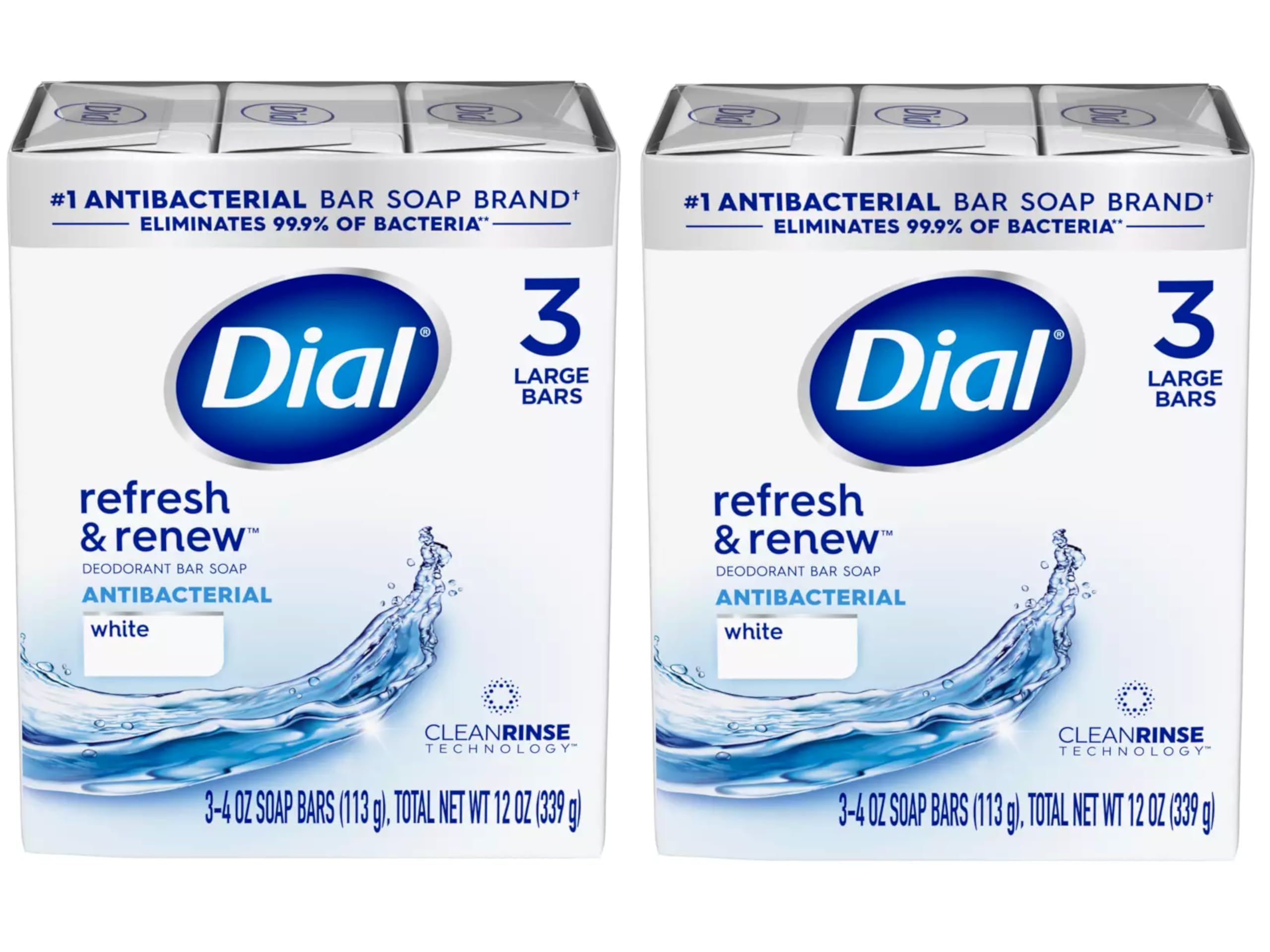 Dial Refresh & Renew antibacterial soap wrapped 4oz bar ready for daily cleansing