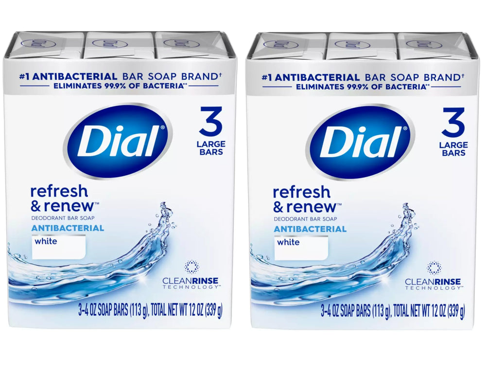 Dial Refresh & Renew antibacterial soap wrapped 4oz bar ready for daily cleansing